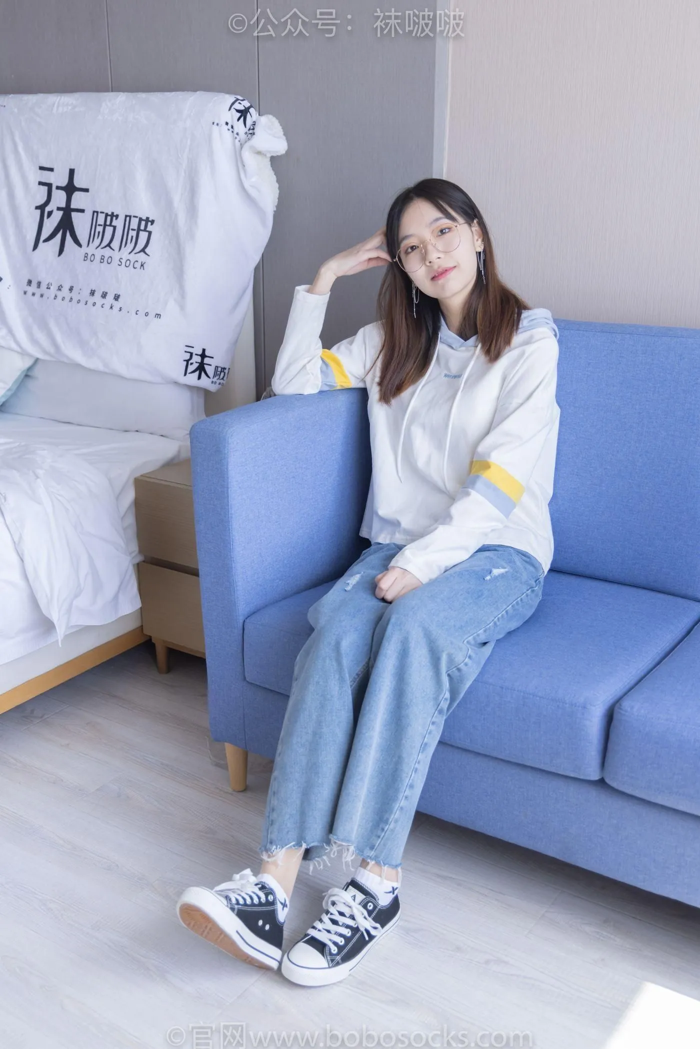 [BoBoSocks袜啵啵]NO.080 小甜豆-帆布鞋、白棉袜、肉丝（花絮版） [140P]插图5